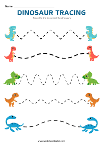 Dinosaur Line Tracing Worksheet