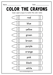 Color the Crayons Worksheet