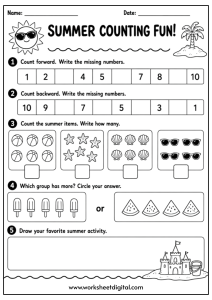 Summer Counting Fun BW