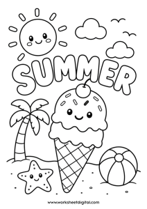 Summer Ice Cream Coloring Page for Kids | summer colouring pages printable