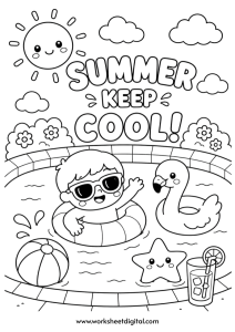 Summer Keep Cool Coloring Page for Kids