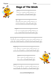 Days of the week tracing