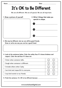 It's OK to be Different Worksheet